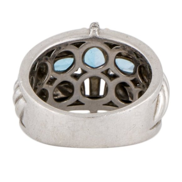 SONIA BITTON 14K YELLOW GOLD & SS TWO-TONE TOPAZ & DIAMOND COCKTAIL BAND… - Picture 5 of 7